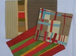 improv pieced table mats, hand dyed fabrics