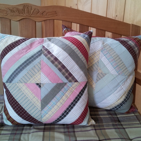 pillows made from upcycled shirts