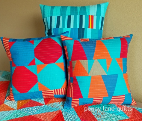 pillows from free-form blocks Marla Varner penny lane quilts